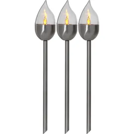 Star Trading LED Solar Fackel Olympus 3er Set silber