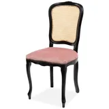 Casa Padrino Luxus Barock Esszimmer Stuhl Rosa / Naturfarben / Schwarz H. 100 cm