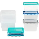 Kigima Gefrierdosen 12x1,5L Hoch Blau/Grün/Grau – Vorratsdosen mit Deckel luftdicht – Transparente Frischhaltedosen mit Deckel – Aufbewahrungsbox Küche für Mealprep & Organisation – Austrian Quality