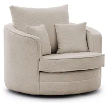 S-Style Drehsessel Ted Bouclé 107 x 94 x 100 cm Beige drehbar mit Kissen