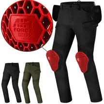 SHIMA Giro Motorrad Hose Herren mit Protektoren Airforce Knieprotektoren Motorradhose Kurzgrößen Hosen für Mann Protektorenhose Textilhose Urban Stretch Cargohose Lang (Männer, Schwarz, 36/34)