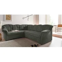 Ecksofa DOMO COLLECTION "Papenburg B/T/H: 242/190/84 cm L-Form", grün (dunkelgrün), B:242cm H:84cm T:190cm, Struktur ( 90% Polyester, 10% Polyacryl);Microfaser PRIMABELLE (100% Polyester);Kunstleder SOFTLUX;Luxus-Microfaser (100% Polyester), Sofas, Ecksofa, wahlweise mit Bettfunktion, Langer Schenkel links oder rechts