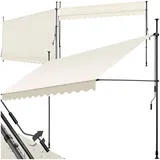 tectake® Klemmmarkise mit Handkurbel, Balkon Markise ohne Bohren, Markise höhenverstellbar, UV-beständig, wasserabweisend, Terrassenüberdachung, Sonnenschutz Terrasse & Balkon, Breite 350 cm - beige