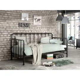 Vipack Kinderbett BRONXX 90 x 200 cm Holz, Metall schwarz matt