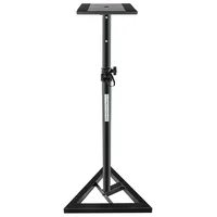 Pronomic SLS-10 Stativ für Studio Monitor Ständer (Höhenverstellbar 80 cm bis 130 cm, Dreiecksbasis, Gummifüße, Dornenfüße/Spikes, Stahl, Trägerplatte mit Gummistreifen) Schwarz pulverbeschichtet