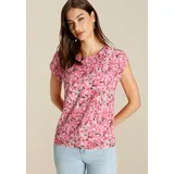 TAMARIS T-Shirt "mit lockerem Schnitt, aus fließender Viskose-Qualität", Damen, Gr. 40, pink, Single Jersey, Obermaterial: 95% Viskose, 5% Elasthan, figurumspielend hüftbedeckend, Rundhals, angeschnitten, Shirts T-Shirt, in lockerer Form mit Print