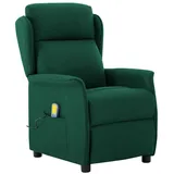 vidaXL Massagesessel Dunkelgrün 93,5 x 67,5 x 101,5 cm Stoff mit Kissen und Rollen