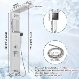 NAIZY Duschpaneele 4 in 1 Duschsystem Multifunktional Dusche Set inkl. Handbrause Massagedusche Wasserfalldusche Regendusche Armatur, 304 Edelstahl Duschset mit Armatur, 5