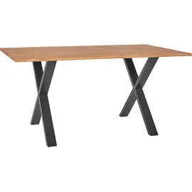 Andas Esstisch, Tischplatte aus massiver Eiche, FSC®- Massivholz, Gestell aus Metall