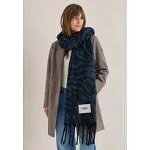Cecil Schal CECIL, Damen, Gr. onesize, schwarz navy blau, Stoff, 100% Polyester, Modetücher Schal, mit Fransen am Saum