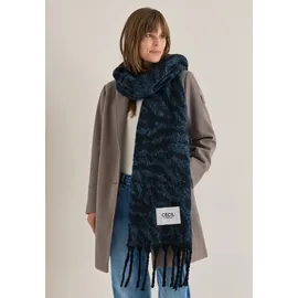 Cecil Schal CECIL, Damen, Gr. onesize, schwarz navy blau, Stoff, 100% Polyester, Modetücher Schal, mit Fransen am Saum