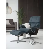 Stressless Stressless® »Reno«, (Set, Relaxsessel mit Hocker), mit Hocker, mit Cross Base, Größe S, M & L, Holzakzent Braun, blau