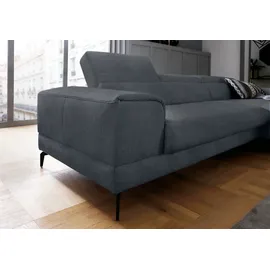 W.Schillig Ecksofa "piedroo, Designsofa mit tollem Sitzkomfort, L-Form", blau (marine r66), B:303cm H:70cm T:193cm, Chenille-Flachgewebe R66 (85% Polyester, 15% Nylon), Sofas, Ecksofa, Kopfteilverstellung, wahlweise mit Sitztiefenverstellung, Breite 303cm