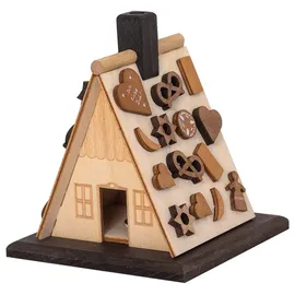 Kuhnert Hobaku Bastelset - Rauchhaus/Räucherhaus - Motiv: Lebkuchenhaus - Dekoration aus Holz zum Zusammenbauen - Höhe: ca. 12 cm - Made in Germany