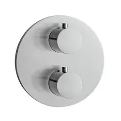 Herzbach Design iX Fertigmontageset 17.503050.1.09 Unterputz-Thermostat round, Edelstahl gebürstet