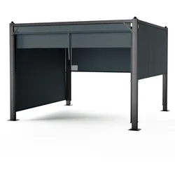 Blumfeldt Pantheon Cortina Pavillon 3x3m | wetterbeständig | Aluminium | pulverbeschichtet | Rollläden Anthrazit / Schwarz