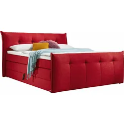 Boxspringbett "Florida", rot, B:205cm L:228cm, Feingewebe (100% Polyester), SET ONE BY MUSTERRING, Komplettbetten, Boxspringbett, mit Bettkasten, in 5 Liegekomfortvarianten
