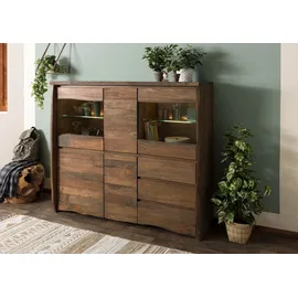 MASSIVMOEBEL24.DE Highboard 166 x 48 x 145 cm Braun geölt