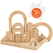 Merle Toys Merle Toys® - Holzbausteine ab 2 Jahren: Kinderspielzeug aus Holz, Montessori Spielzeug, Holzspielzeug, Set aus 30 Bauklötze und Bausteine