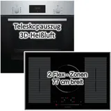 Bosch HERDSET autark Bosch Einbau-Backofen mit großen 77 cm Flex Induktionskochfeld NEU