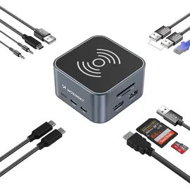 wozinsky WHBC09Y8S 12in1 Hub mit Wireless Charge - Grau