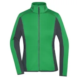 Damen Strukturfleece Jacke JN783, farn-grün/carbon, Größe S - farn-grün/carbon - S