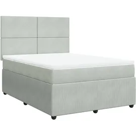 vidaXL Boxspringbett mit Matratze Hellgrau 160x200 cm Samt