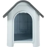 [en.casa] Hundehütte 75 x 59 x 66 cm Kunststoff Weiß/Grau