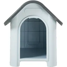 [en.casa] Hundehütte 75 x 59 x 66 cm Kunststoff Weiß/Grau