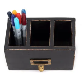DESIGN DELIGHTS Stiftehalter Holz 19x12x10 cm Schwarz