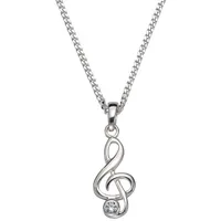 Firetti Kette mit Anhänger Schmuck Geschenk Silber 925 Halsschmuck Halskette Panzerkette Noten, mit Zirkonia (synth) silberfarben