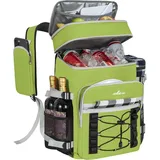 OUUTMEE Kühlrucksack, 21L Picknicktasche mit Kühlfach, Isoliert Kühltasche für Bier, Doppellagig Auslaufsicher Thermotasche, Wasserdichter Rucksack für Picknick, Strand oder Wanderungen, Grün