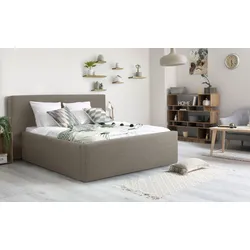 Polsterbett INOSIGN "Dalina", beige, B:251cm H:124cm L:227cm, Struktur (100% Polyester), Betten, geradliniges Kopfteil, in 5 Breiten, auch in 220cm Länge