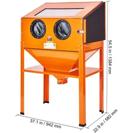 Vevor Sandstrahlkabine Aluminium/Stahl 60 Gallonen orange mit Ständer, Strahlpistole und 4 Düsen