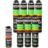 Isolbau Bauschaum-Set - Inkl. 7 x 1K Montageschaum B2 Pistolenschaum mit hervorragender Schall und Wärmedämmung (je 750 ml) & 1 x PU-Schaum-Reiniger (500 ml), Dämmen