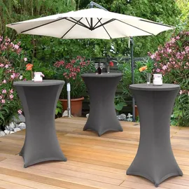 Beautissu Stehtischhusse Stretch Anthrazit Ø 80-85 cm 5er Set