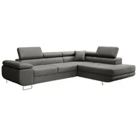 Luxusbetten24 Schlafsofa Designer Sofa Aston Kunstleder, mit Stauraum und Schlaffunktion grau