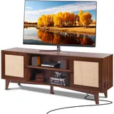 Vevor Rattan-TV-Ständer 191cm Fernseher Boho-TV-Schrank Fernsehschrank Walnuss
