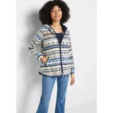 bonprix Kapuzen-Fleecejacke mit Norweger-Muster Beige XXL