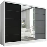 A&J MöbelLand Schiebetürenschrank AURELIA 2 200 x 0 x 0 cm Weiß/Schwarz/Grau