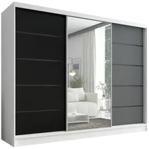 A&J MöbelLand Schiebetürenschrank AURELIA 2 200 x 0 x 0 cm Weiß/Schwarz/Grau