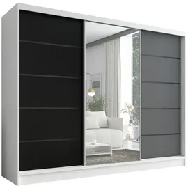 A&J MöbelLand Schiebetürenschrank AURELIA 2 200 x 0 x 0 cm Weiß/Schwarz/Grau