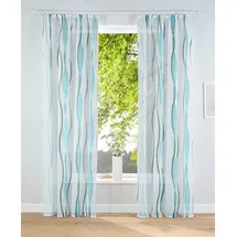 OTTO home Gardine OTTO HOME "Dimona" Gr. 4, weiß (weiß, petrol), B:140cm H:245cm, Voile, Polyester, Gardinen, Gardine, 2er-Set, Bestseller, Polyester, Wellen