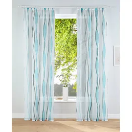 OTTO home Gardine OTTO HOME "Dimona" Gr. 4, weiß (weiß, petrol), B:140cm H:245cm, Voile, Polyester, Gardinen, Gardine, 2er-Set, Bestseller, Polyester, Wellen