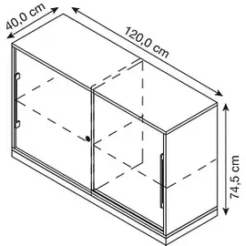 Röhr-Bush Objekt Plus Büroschrank 120 x 74,5 x 40 grau