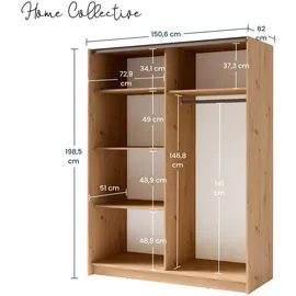home collective Schwebetürenschrank 150 x 198,5 x 62 cm Beige