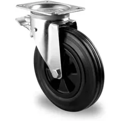 CASCOO Lenkrolle mit Totalfeststeller im Vorlauf ø 200 mm Serie P4S4 Gleitlager