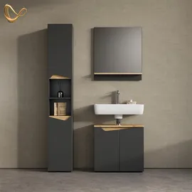 livinity Livinity® Waschbeckenunterschrank Anthrazit, 60 x 57.5 cm mit 2 Türen