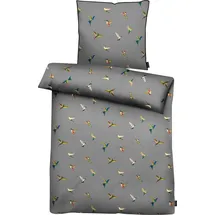 APELT Kolibri Tiere/Vögel grau 135 x 200 cm + 2 x 80 x 80 cm