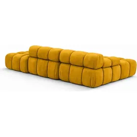 kaiser möbel Ecksofa modular mit Hocker, Sofa L-Form, Veloursstoff Salvador, Gelb, Rechts, Selia - Gelb